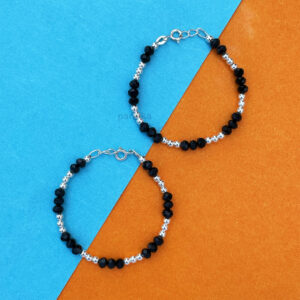 Baby nazariya in pure silver with black beads