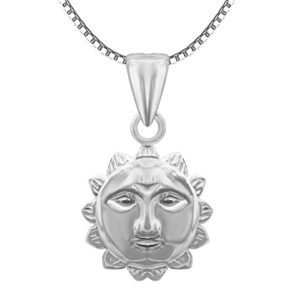 Sun design pure silver pendent