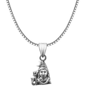Pure silver oxidized shiv ji pendant