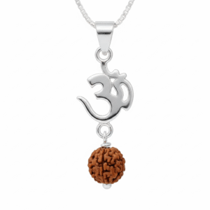 Om and rudraksha pendent in pure silver