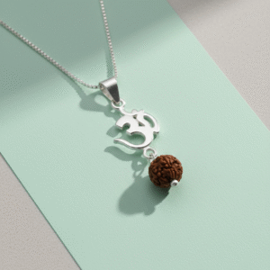 Om and rudraksha pendent in pure silver