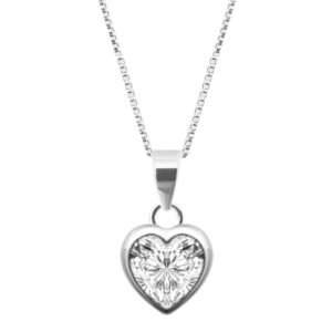 Heart shape white solitaire pendent in pure silver