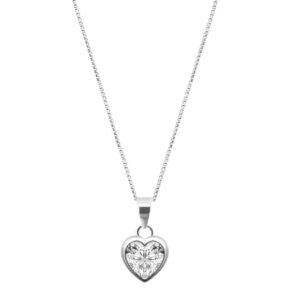 Heart shape white solitaire pendent in pure silver