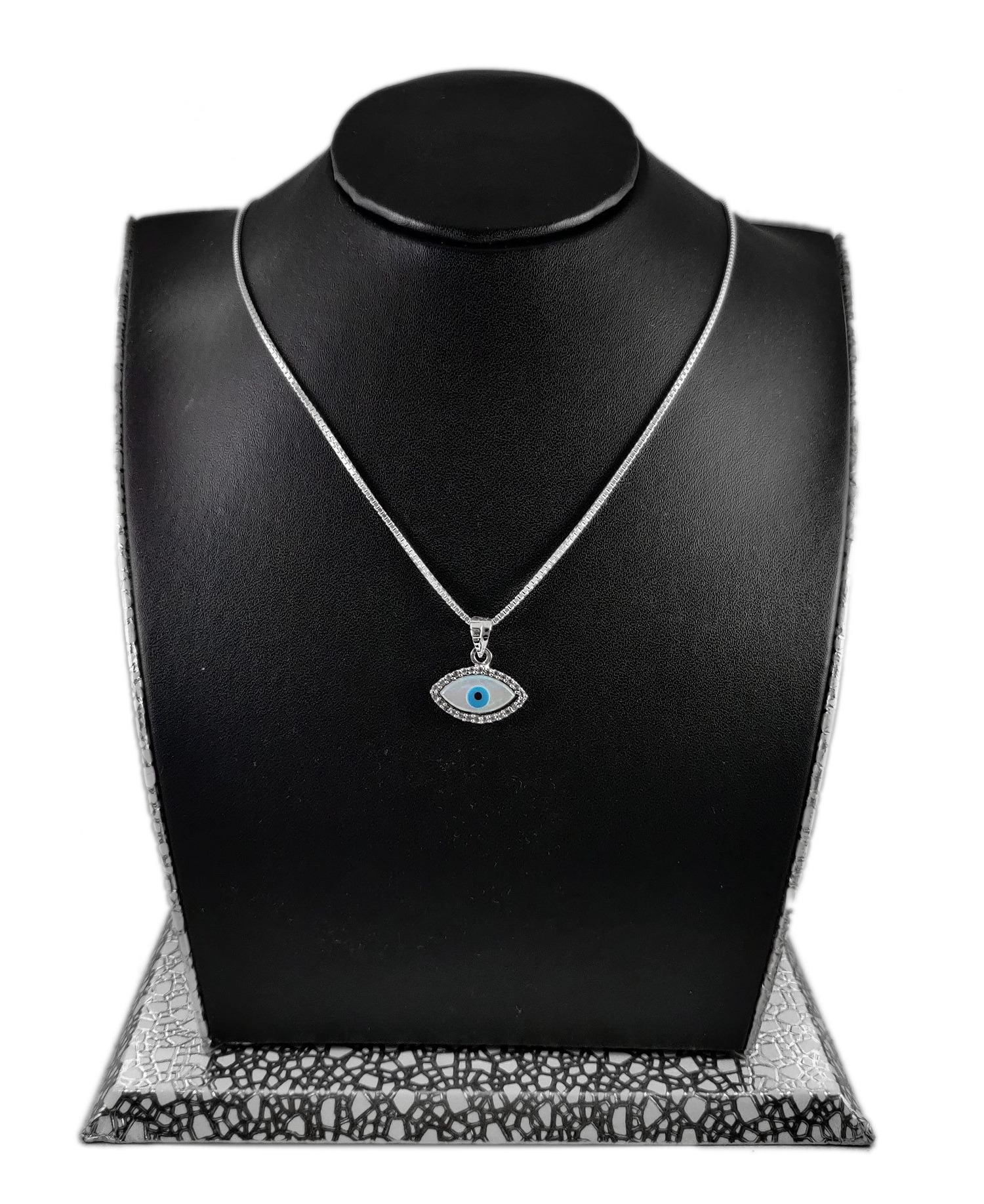Evil eye design with cz solitaire pendent in pure silver Evil eye design with cz solitaire pendent in pure silver