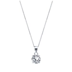 Round shape white solitaire pendent in pure silver