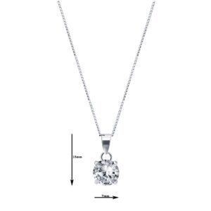 Round shape white solitaire pendent in pure silver