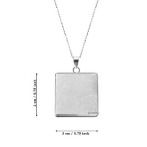 Square silver pendent in 92.5 silver with round edges