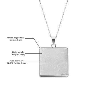 Square silver pendent in 92.5 silver with round edges