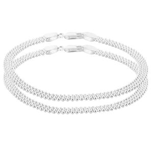 Pure silver triple beads payal