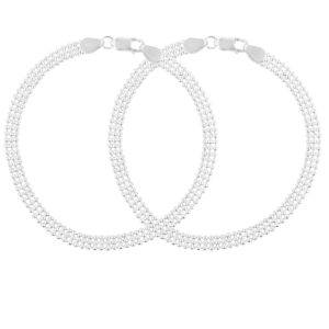 Pure silver triple beads payal