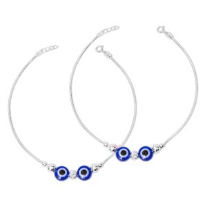 Evil eye design pure silver payal anklet