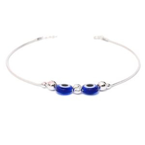 Evil eye design pure silver payal anklet
