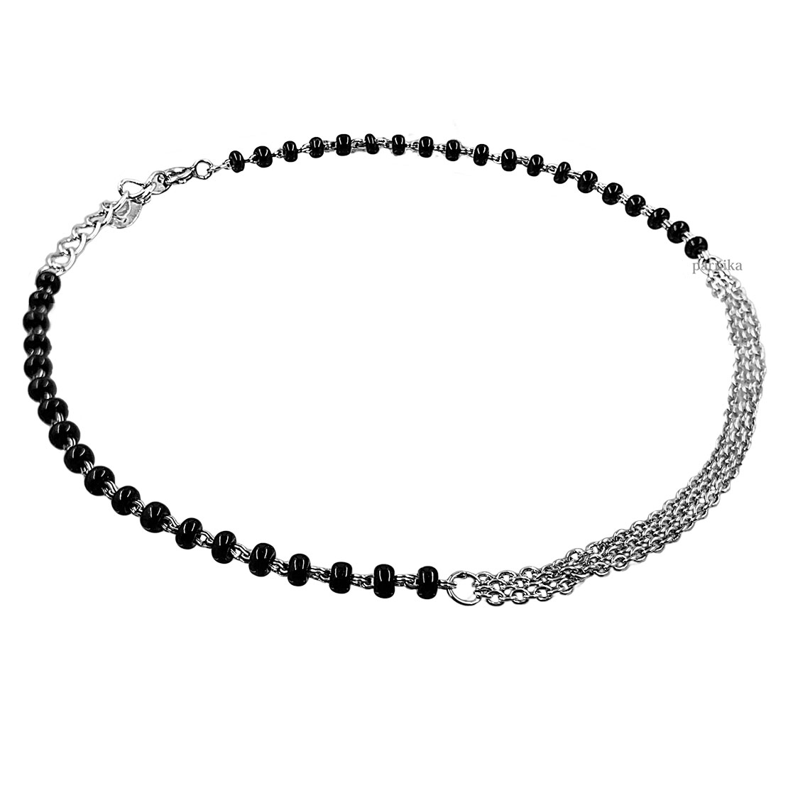 Black beads silver nazariya anklet Black beads silver nazariya anklet