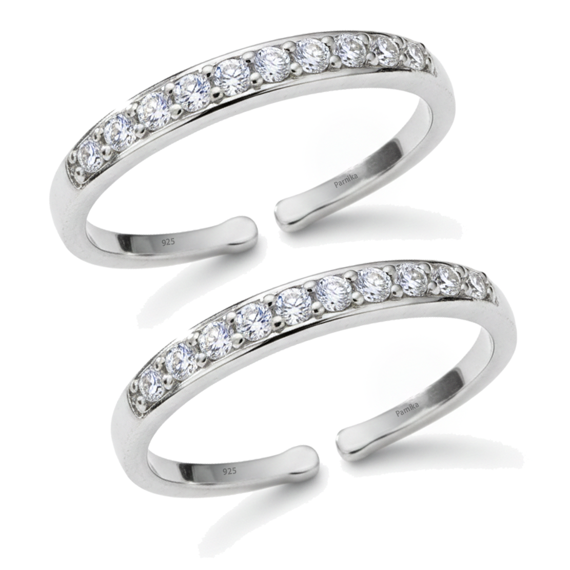 MJTR0167 01 Single line cz stone studded toe ring for women