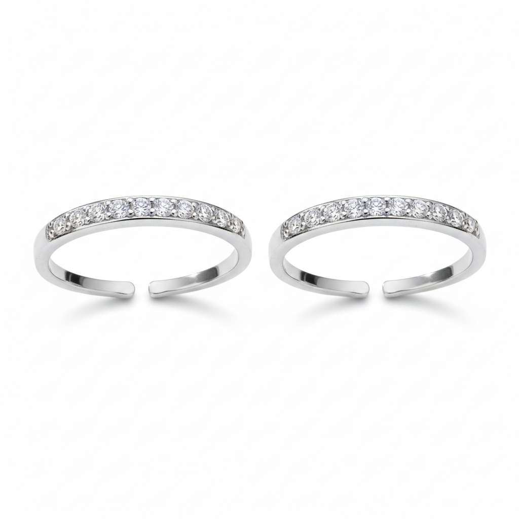 MJTR0167 5 Single line cz stone studded toe ring for women