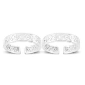 Net pattern silver toe ring for women