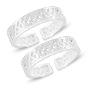 Net pattern silver toe ring for women