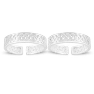Net pattern silver toe ring for women