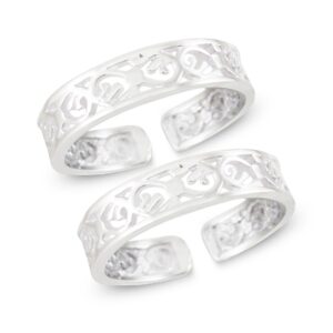 Net pattern silver toe ring for women