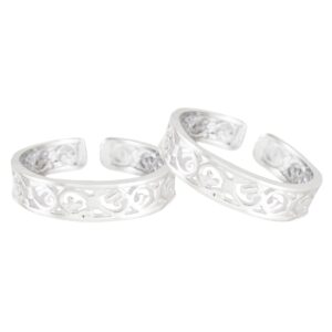 Net pattern silver toe ring for women