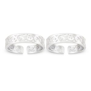 Net pattern silver toe ring for women