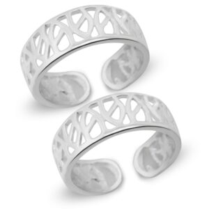 Net pattern silver toe ring for women