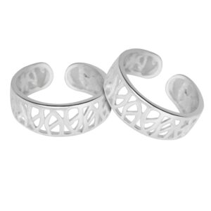 Net pattern silver toe ring for women