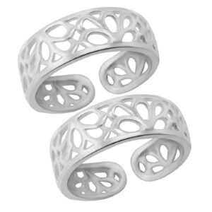 Net pattern silver toe ring for women