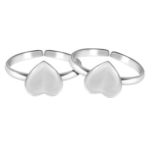 Heart shape pure silver toe ring