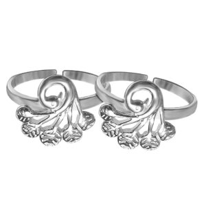 peacock pattern silver toe ring