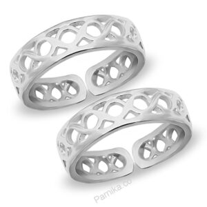 Net pattern silver toe ring plain