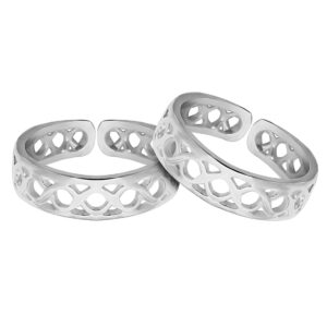 Net pattern silver toe ring plain