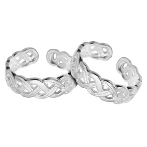 Net pattern silver toe ring plain