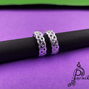 Net pattern silver toe ring plain