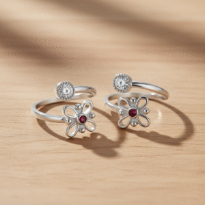 Floral Design Top Openable Toe Ring