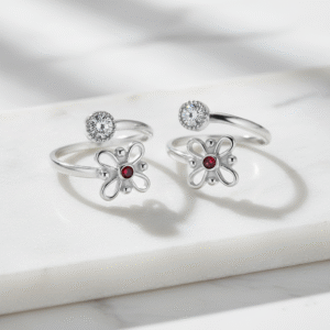 Floral Design Top Openable Toe Ring