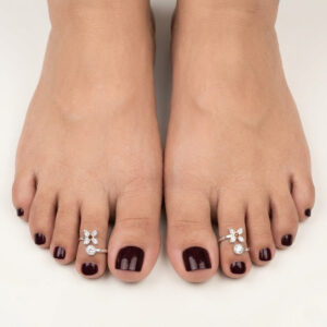Top Open Floral Design Silver Toe Ring