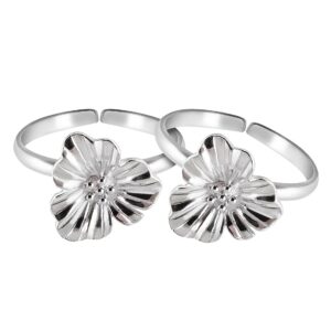 flower pattern silver toe ring