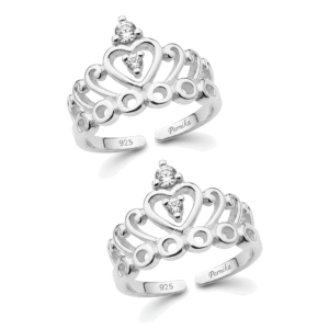 Crown pattern design silver toe ring