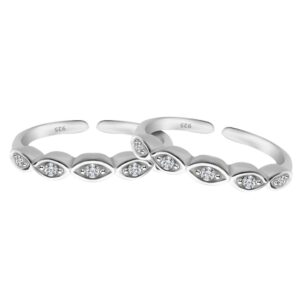 Silver toe ring with cz stones