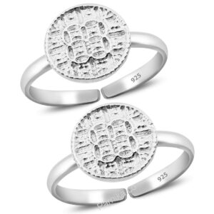 Antique design Silver toe ring round design