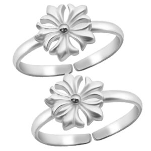 Antique design Silver toe ring flower design