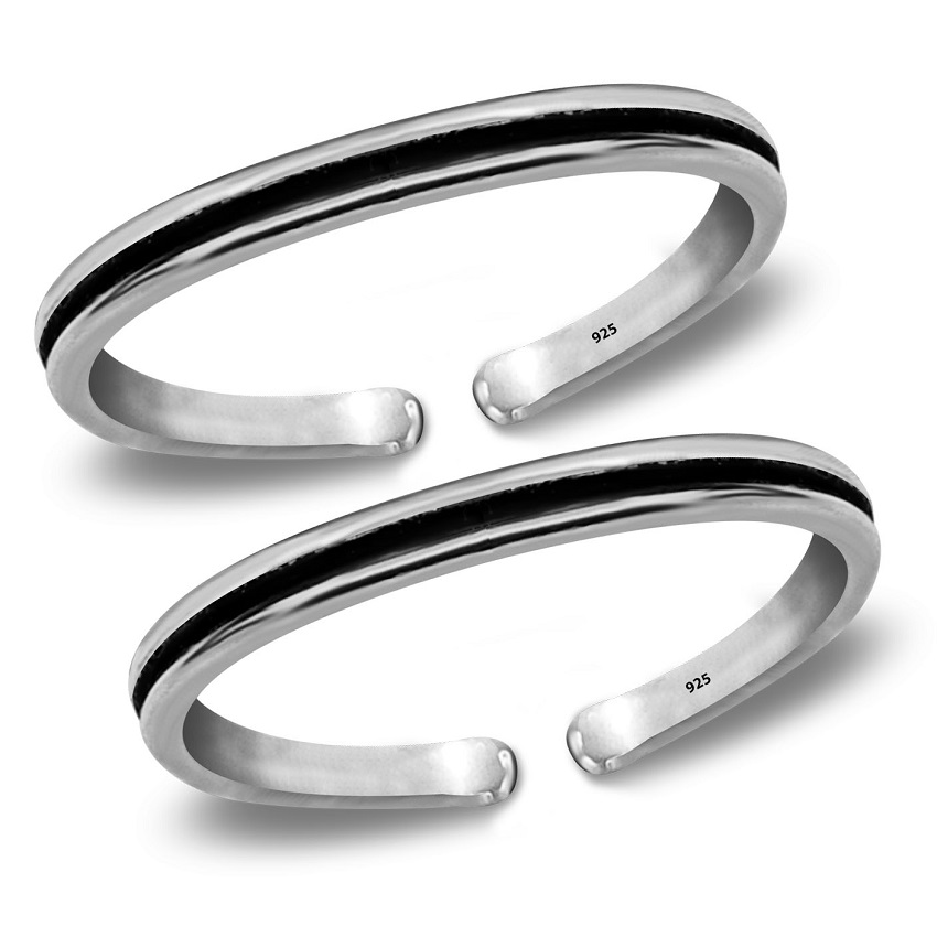 MJTR0340 1 Antique design silver toe ring oxidized