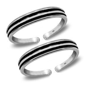 Antique design silver toe ring oxidized