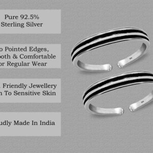 Antique design silver toe ring oxidized