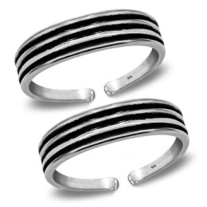 Antique design silver toe ring oxidized