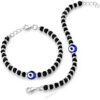 Baby nazariya bracelet with evil eye & black beads in silver