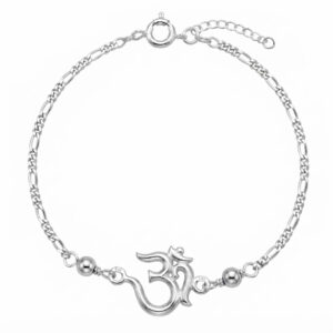 CZ Om Rakhi Bracelet in Sterling Silver by Parnika Jewels