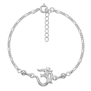 CZ Om Silver Rakhi Bracelet