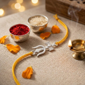 trishul silver rakhi for brother in thread
